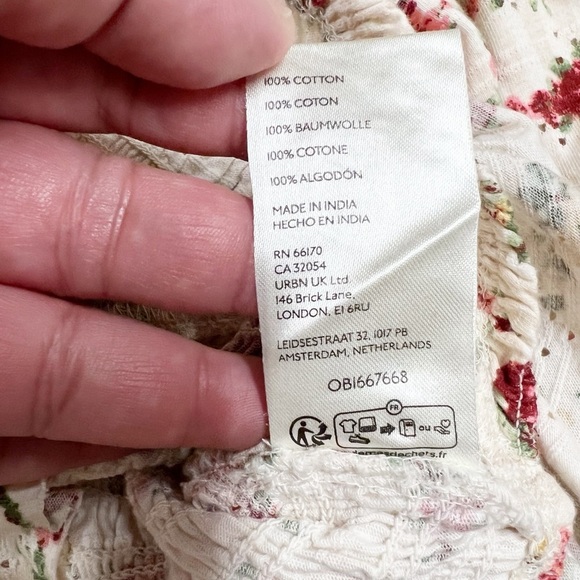 Free People Womens Striped Floral Eyelet Jersey Ruffle Favorite Girl Top Size XS - Picture 10 of 10